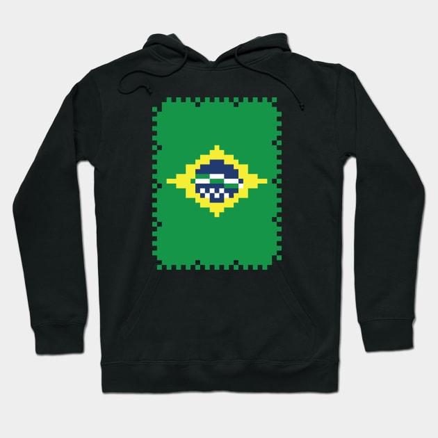 Flag of Brazil - Post Stamp - Pixels Hoodie by outofthepixel